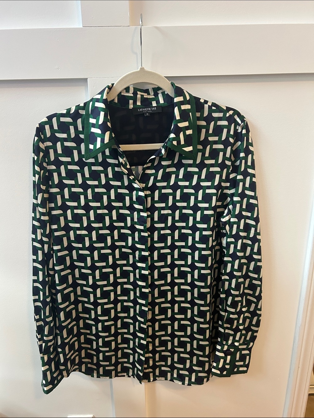 Lafayette 148 New York Julianne Geo Link Blouse Medium